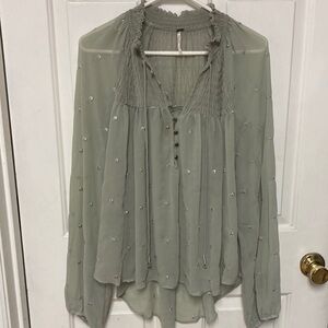 Free people sheer polka dot top
